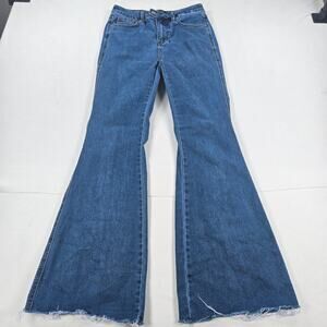 Judy Blue High‎ Rise Tummy Control Raw Hem Flare Blue Jeans Women's Size 9/29